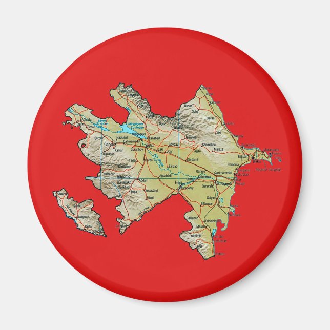 Íman Ímã de Mapa do Azerbaijão (Frente)