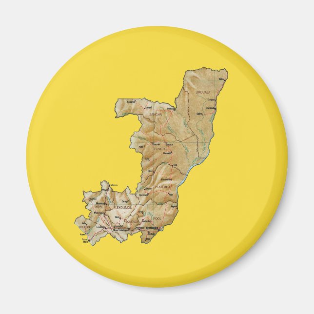 Íman Ímã de Mapa do Congo-Brazzaville (Frente)