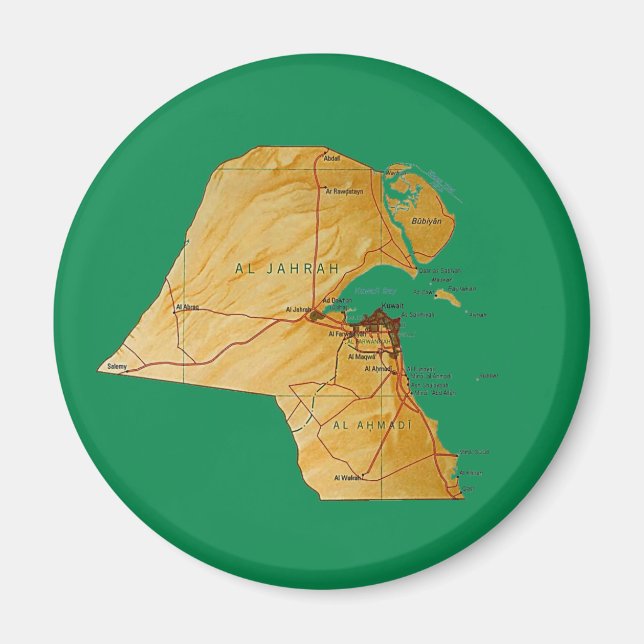 Íman Ímã de Mapa do Kuwait (Frente)