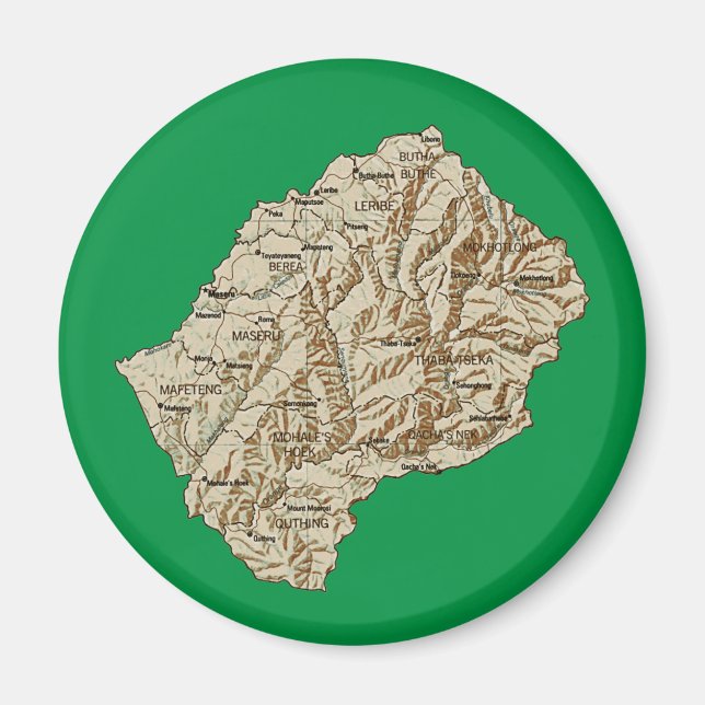 Íman Ímã de Mapa do Lesoto (Frente)