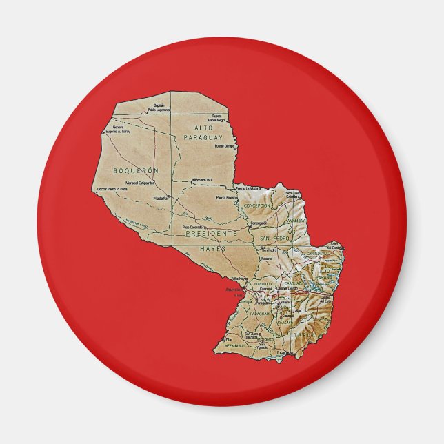 Íman Ímã de Mapa do Paraguai (Frente)