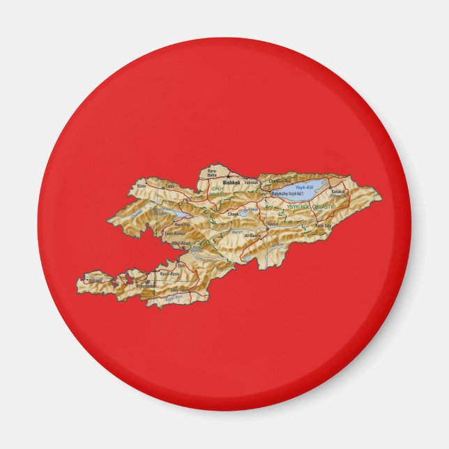 Íman Ímã de Mapa do Quirguistão (Frente)