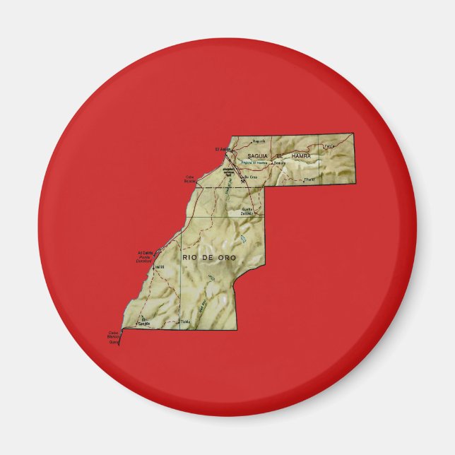 Íman Ímã de Mapa do Saara Ocidental (Frente)