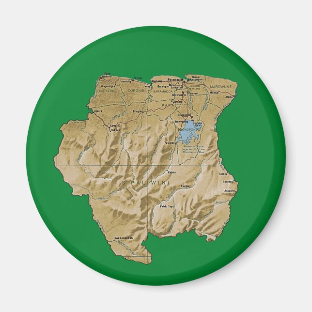 Íman Ímã de Mapa do Suriname (Frente)
