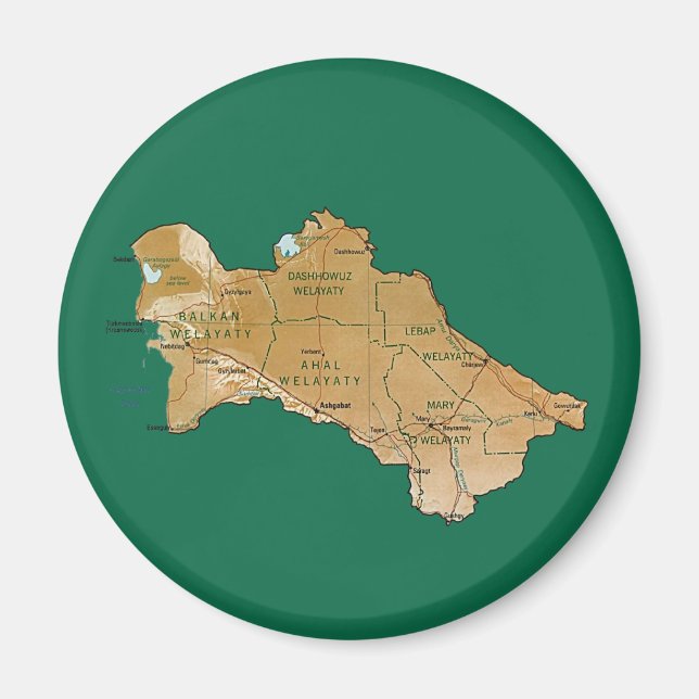 Íman Ímã de Mapa do Turcomenistão (Frente)