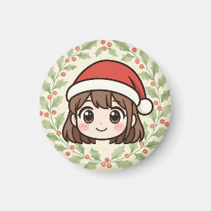Íman Ímã de Menina de Anime Kawaii de Natal
