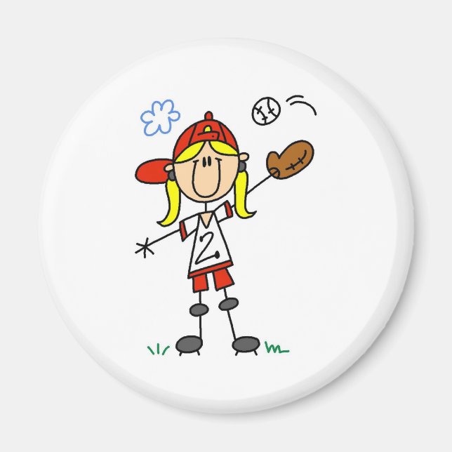 Íman Ímã de Menina Jogando Softbol (Frente)