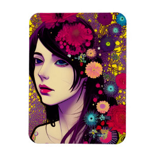 Íman Ímã de Menina Retro FloralPunk