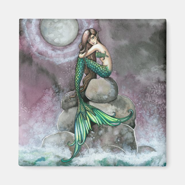 Íman Ímã de Mermaid Verde por Molly Harrison (Frente)