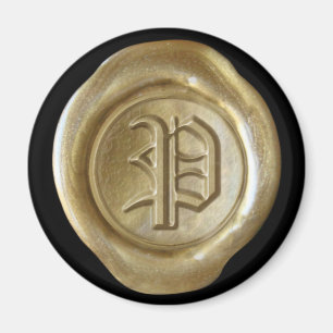 Íman Ímã de Monograma de Selo de Cera - Dourado - Inglê