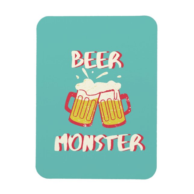 Íman Ímã de Monstro de Cerveja com fundo Aquamarine (Vertical)