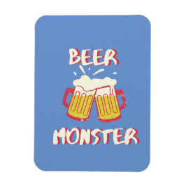 Íman Ímã de Monstro de Cerveja com Fundo Azul
