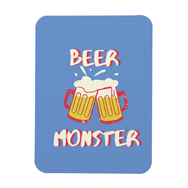 Íman Ímã de Monstro de Cerveja com Fundo Azul (Vertical)