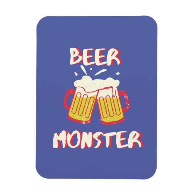 Íman Ímã de Monstro de Cerveja com Fundo Roxo (Vertical)