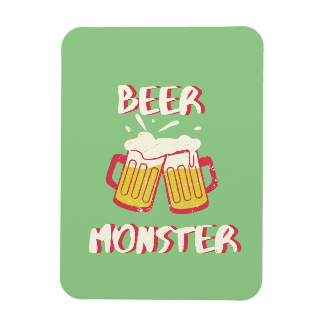 Íman Ímã de Monstro de Cerveja com Fundo Verde (Vertical)