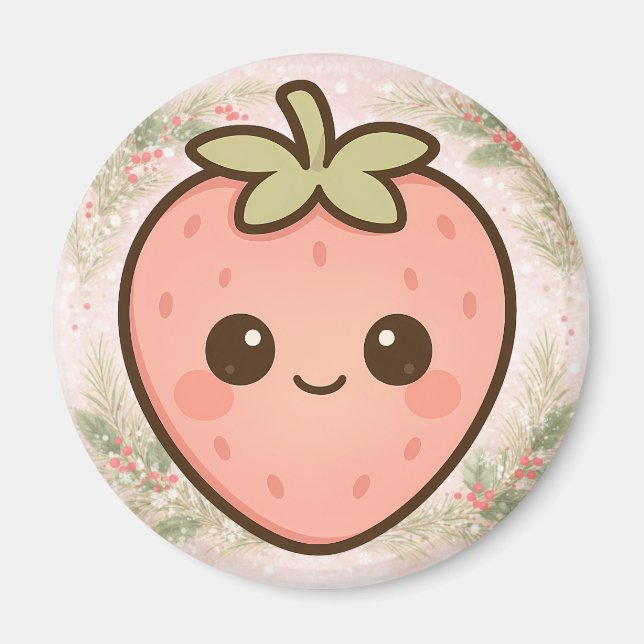 Íman Ímã de Morango Kawaii Fofo (Frente)