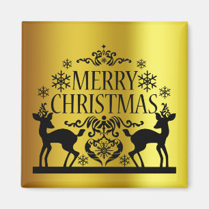 Íman Ímã de Natal Alegre Preto Dourado Falso