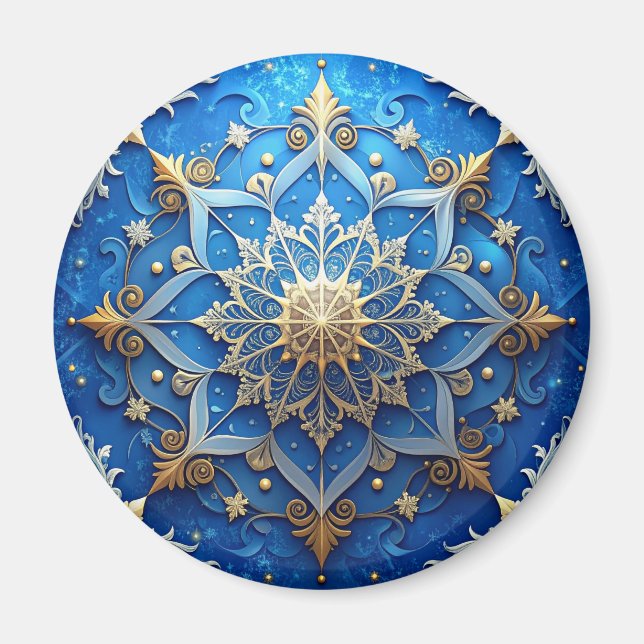 Íman Ímã de Natal Azul Decorativo de Férias (Frente)
