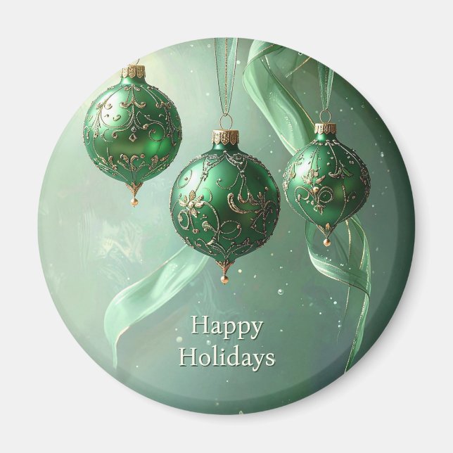 Íman Ímã de Natal Bola Verde de Natal (Frente)