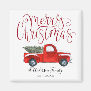 Íman Ímã de Natal Caminhão Vermelho Vintage