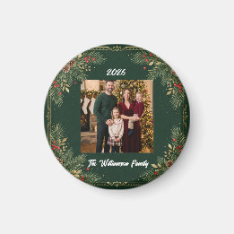 Íman Ímã de Natal com Foto da Família Greenery
