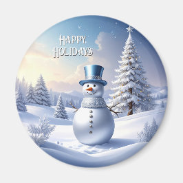 Íman Ímã de Natal de Boneco de Neve com Chapéu Azul par