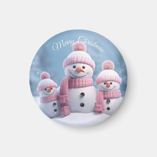 Íman Ímã de Natal de Boneco de Neve Fofo (Frente)