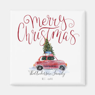 Íman Ímã de Natal de Carro Vermelho Antigo