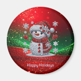 Íman Ímã de Natal de Homem de Neve com Rhinestones