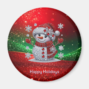 Íman Ímã de Natal de Homem de Neve com Rhinestones