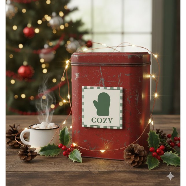 Íman Ímã de Natal de Luvas Aconchegantes Verde Rústico (Criador carregado)