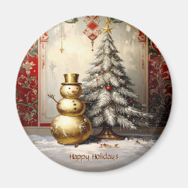 Íman Ímã de Natal de Papai Noel Dourado para Árvore de