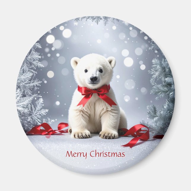 Íman Ímã de Natal de Urso Polar para Férias (Frente)