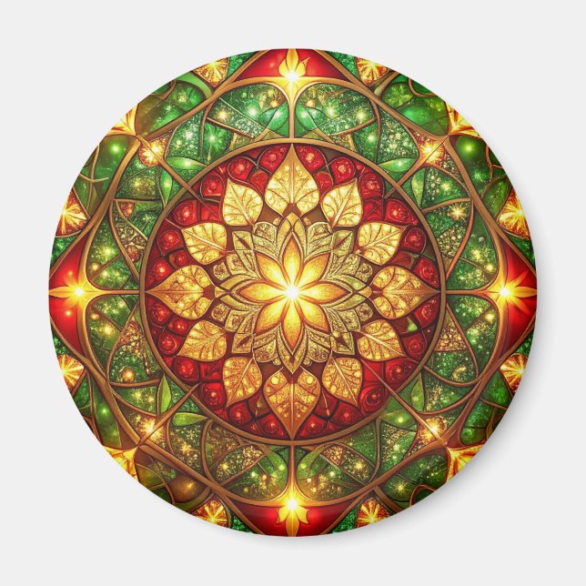Íman Ímã de Natal Decorativo Verde Vermelho (Frente)