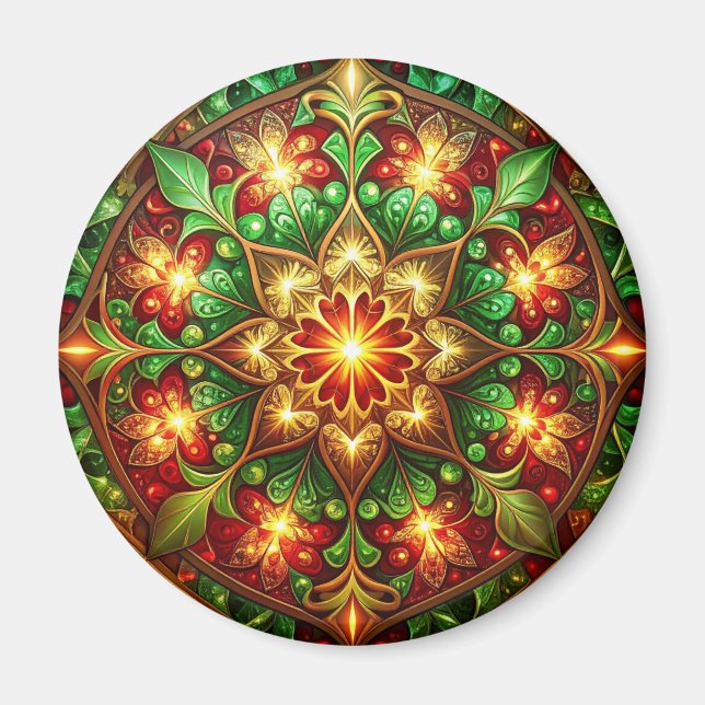 Íman Ímã de Natal Decorativo Verde Vermelho (Frente)
