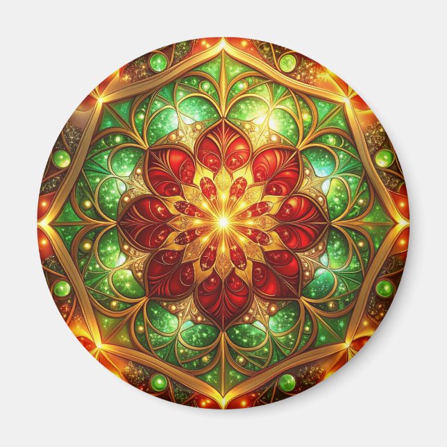 Íman Ímã de Natal Decorativo Verde Vermelho (Frente)