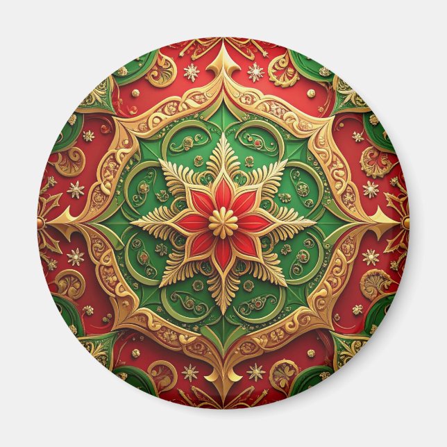 Íman Ímã de Natal Decorativo Vermelho Verde para Férias (Frente)