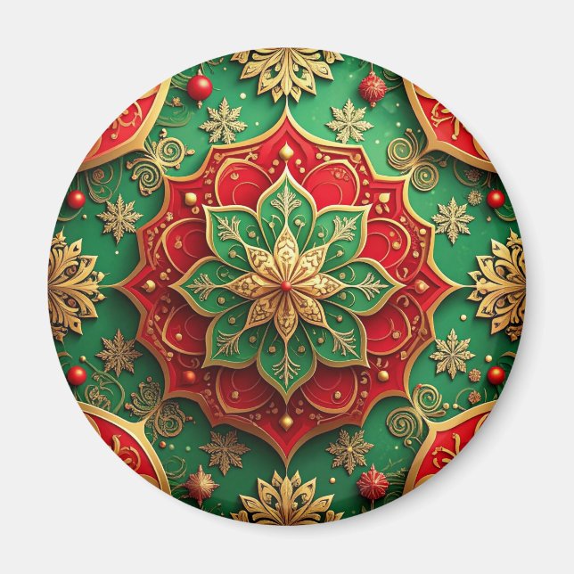 Íman Ímã de Natal Decorativo Vermelho Verde para Férias (Frente)