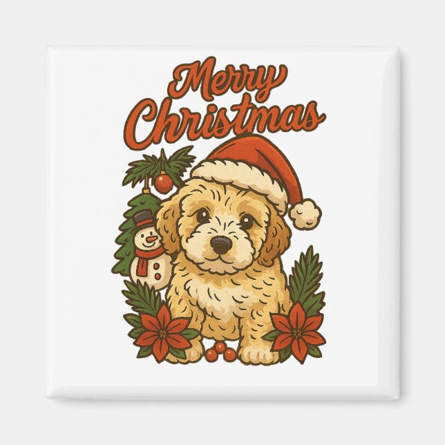 Íman Ímã de Natal Feliz para Cockapoo (Frente)