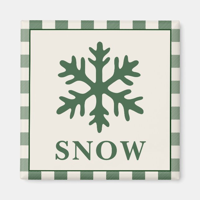 Íman Ímã de Natal Floco de Neve Verde Rústico (Frente)
