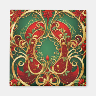 Íman Ímã de Natal Floral Vermelho Verde