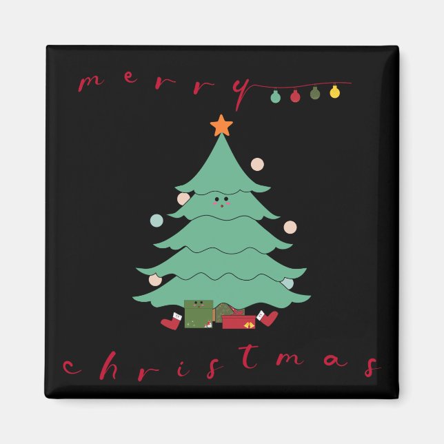 Íman Ímã de Natal Fofo | Árvore de Natal Kawaii (Frente)