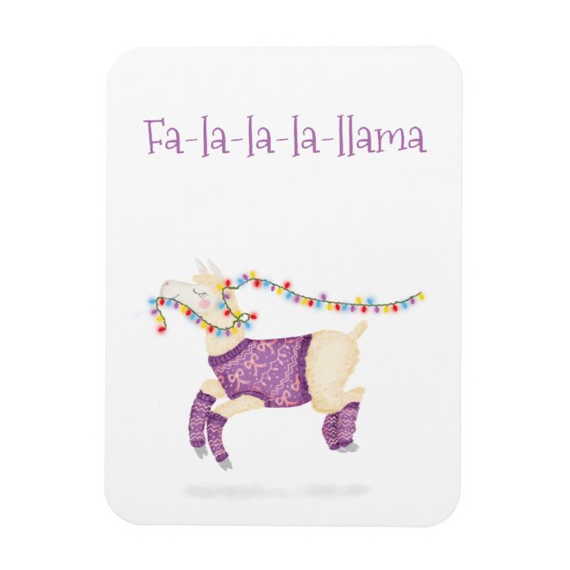 Íman Ímã de Natal fofo Fa-la-la-la-lhama (Vertical)