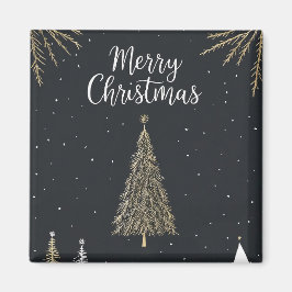 Íman Ímã de Natal Gold & Black Merry Christmas Holiday