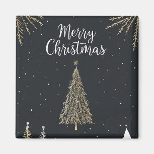 Íman Ímã de Natal Gold & Black Merry Christmas Holiday