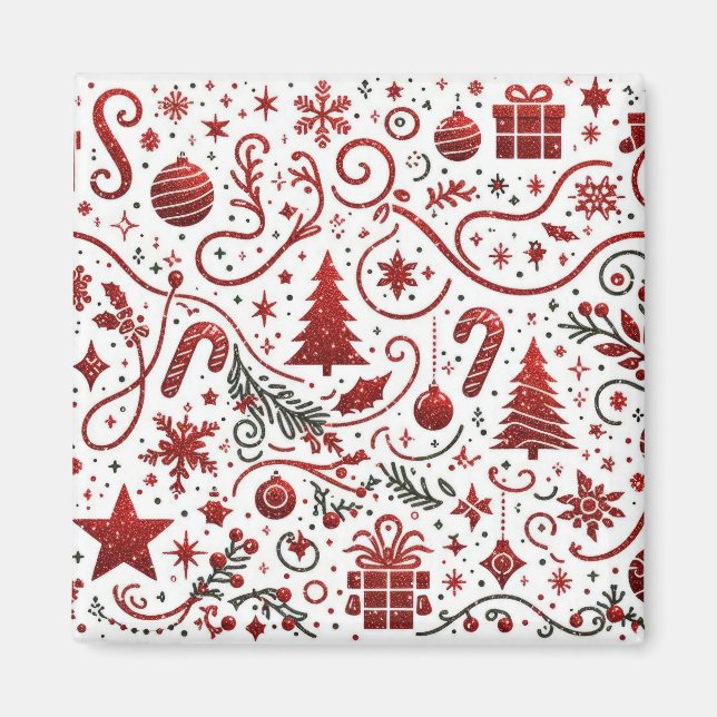 Íman Ímã de Natal Vermelho Branco (Frente)