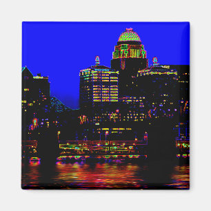 Íman Ímã de néon da skyline de Louisville