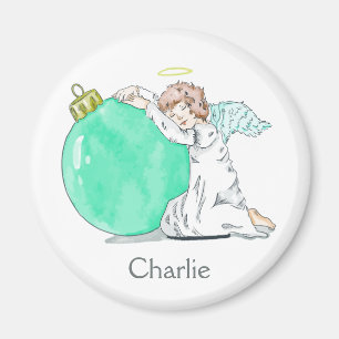Íman imã de nome personalizado do Angel de Natal