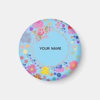 Íman Ímã de Nome Personalizado Floral Aquarela Elegante