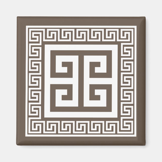 Íman Ímã de padrão de chave grega com design branco e m (Frente)